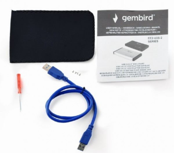 EE2-U3S-2 Gembird USB 3.0 Externo kuciste za 2.5'' SATA hard diskove, aluminium, crni